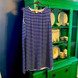 Sleeveless dri fit navy and white dress